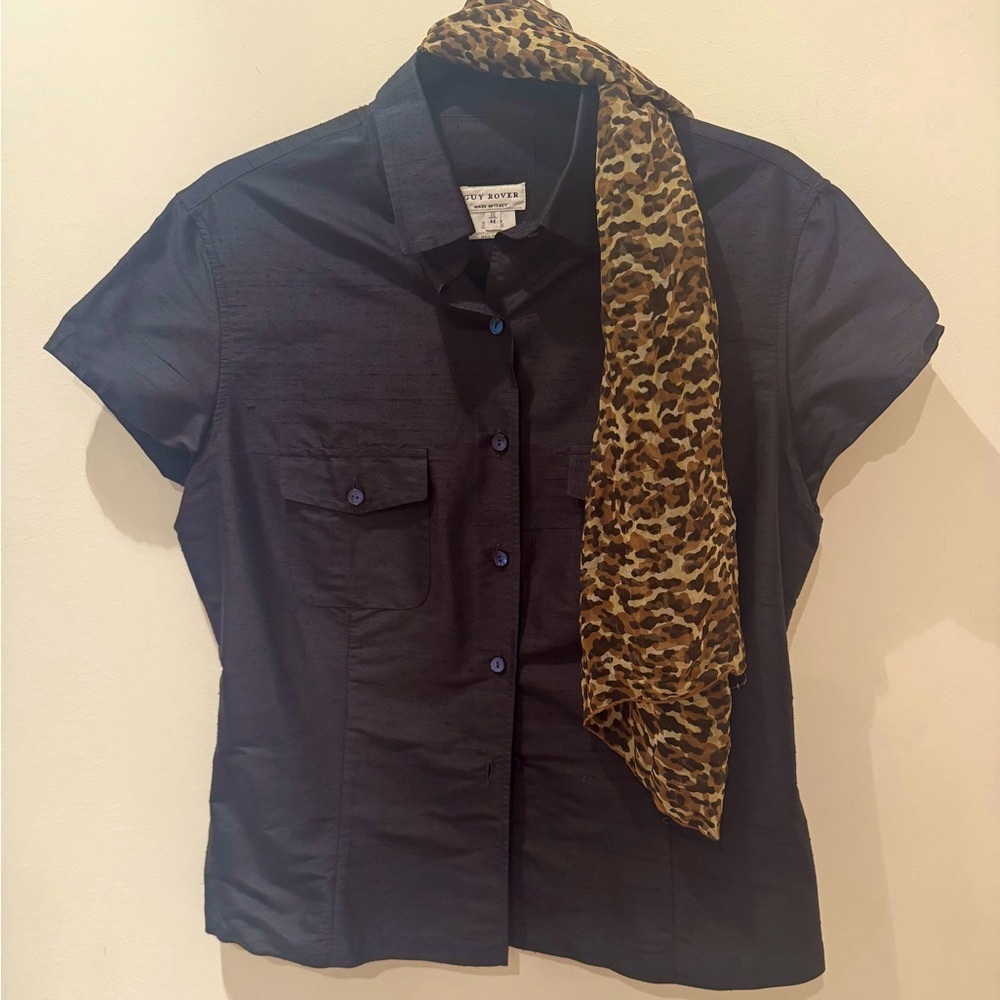 VINTAGE Guy Rover Italian black silk short sleeve. IT 44